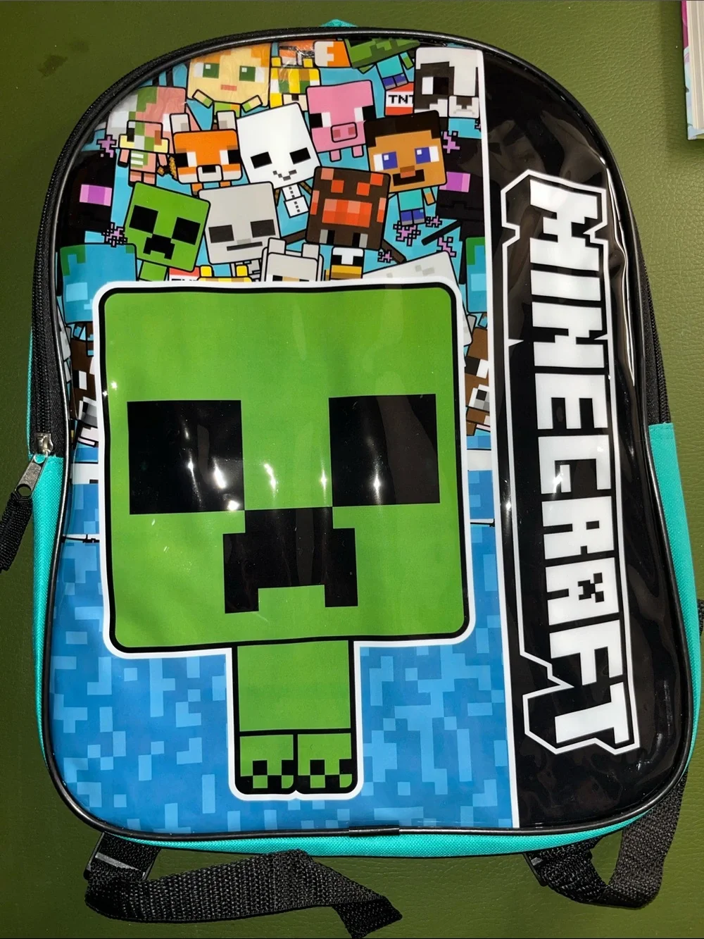 Minecraft Creeper Kids Backpack - Green & Blue